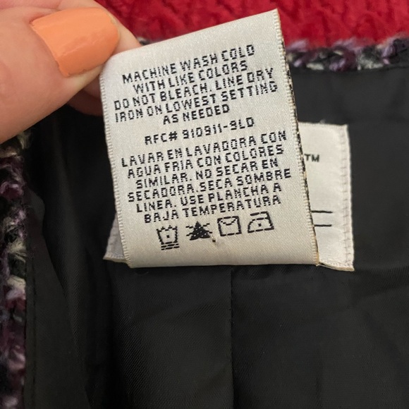 KATHIE LEE COLLECTION Purple Fuzzy Knit Jacket Soft Tweed Womens, Large - Picture 11 of 12